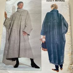 an image of a woman's coat on the cover of a sewing pattern for missesey miyake