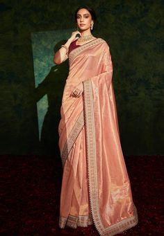 Peach silk festival wear saree 5215  Desc:  Color : Peach Fabric : Silk Wash Care : Dry clean Sleeve Style : Half Sleeve Long Sleeves : Done only in Custom Stitch Sleeves Lining : Done only in Custom Stitch Bust Size : 32 to 42 Inches Occasion : Festival   Diwali   Eid   Kitty Party   Sangeet   Party Wear   Reception   Ceremonial. With Express Free Shipping and Custom Stitching, Buy Eid Special Saree Party wedding wear dresses Peach silk festival wear saree 5215 online in USA, UK and Canada from Peach Color Saree, Worked Blouse, Matching Embroidery, Indo Western Gown, Peach Saree, Designer Embroidery, Saree Bollywood, Gown Party Wear, Party Wear Gown