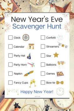 a new year's eve scavenger hunt is shown