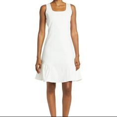 Beautiful White Color Summer Dress. 72% Cotton, 25% Polyester, 3% Spandex. Size Is M. Fitted A-line Daytime Dress, Spring White Mini Dress With Flattering Silhouette, White Mini Dress With Flattering Silhouette For Spring, Elegant Mini Dress For Daytime, Fitted A-line Midi Dress For Daytime, Fitted Dress With Ruffle Hem For Daytime, Daytime A-line Fitted Dress, Fitted A-line Dress For Daytime, Feminine Fitted Mini Dress For Daytime