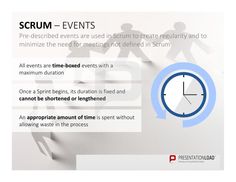 a poster with an image of a clock and the words scrum - events on it