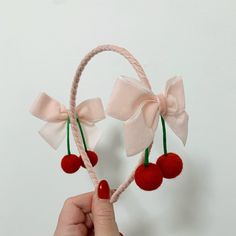 Cherry bow headband Cherry Headband, Ginger Snaps, Pink Princess, Bow Headband, Pink Bow, Barrettes, Headpiece, Ukraine, Etsy Accessories