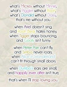 the quote from disney's movie, which is written in different colors and font