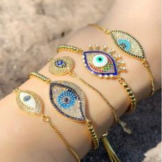 14K Artisan Evil Eye Bracelet-Fashion Bracelets & Bangles-StylinArts Adjustable Spiritual Gold Plated Jewelry, Elegant Resizable Jewelry For Friendship, Elegant Gold Bangle Friendship Bracelets, Friendship Metal Bangle Bracelet, Gold Metal Beaded Bracelets For Friendship, Unique Gold Metal Charm Bracelet, Elegant Round Beaded Bracelets With Evil Eye, Adjustable Yellow Gold Jewelry With Jewels, Gold Bohemian Beaded Bracelets As Gift