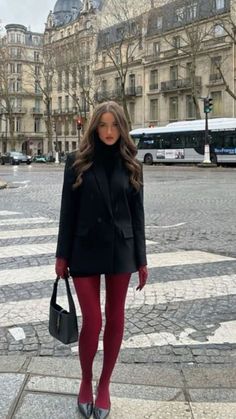 Rose Tights Outfit, Maroon Stockings Outfit, Knee High Burgundy Boots Outfit, Burgundy Pantyhose Outfit, Cherry Tights Outfit, Outfits With Black Stockings Tights, Burgundy Socks Outfit, Monochrome Burgundy Outfit, Burgundy Thighs Outfit