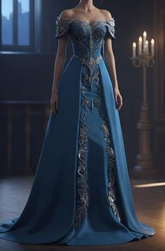 Medieval Prom Dresses, Medieval Princess Dress Blue, Fantasy Ball Gown Aesthetic, Noble Dresses Ball Gowns, Fantasy Royal Wedding Dress, Medieval Robe Women, Dresses For A Queen, Disney Dresses Aesthetic, Oscar Gowns Academy Awards