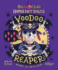 a skull wearing a top hat and holding a skeleton in his hands with the words voodoo reader on it