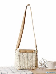 OrcaJump - White Solid Color Tassel Straw Sling Bag Crossbody Beach Bag - Perfect for Everyday Outings Cream Rectangular Bucket Bag With Adjustable Strap, Rectangular Cream Bucket Bag With Adjustable Strap, Beige Pouch Beach Bag With Adjustable Strap, Natural Color Bucket Shoulder Bag With Detachable Strap, Beige Pouch Straw Bag With Adjustable Strap, Beige Woven Bucket Shoulder Bag, Rectangular Beige Bucket Bag With Adjustable Strap, White Crossbody Shoulder Bag For Vacation, Daily Use Woven Bucket Shoulder Bag