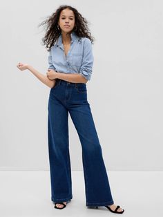 100% Organic Cotton Denim Perfect Shirt with Washwell | Gap Denim Shirt Outfits, Denim Shirt Outfit, Sweaters And Jeans, Pesticides, Poplin Shirt, Casual Denim, Perfect Shirt, Classic Shirt, Denim Shirt