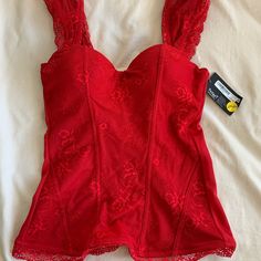 Perfect For Halloween Never Worn Great Corset Great Party Piece Size S But Adjustable With Prongs Red Fitted Top For Costume Party, Fitted Red Top For Halloween, Red Corset, Spirit Halloween, Pretty Outfits, Womens Tops, Halloween, Red, Women Shopping