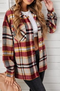 Wrap up in this cozy shacket and your look is complete. It features plaid patterns for a stylish look, button detail for easy on and off, and long sleeves. Pair it with jeans or leggings for a casual style that works anywhere from school to work to hanging at home. Sizing category: Regular Picture style: Studio, outdoors Pattern type: Plaid Style: Casual, chic Features: Buttoned Neckline: Collared neck Length: Long Sleeve length: Long sleeves Sleeve type: Dropped shoulders Material: 100% polyest Style Casual Chic, Red Canvas, Picture Style, Saint John, Plaid Fashion, Cardigan Jacket, Unisex Style, Button Detail, Plaid Pattern