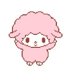 an image of a pixel art character with pink hair