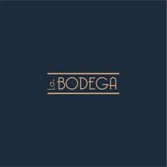 the bodega logo on a dark blue background with gold lettering and an orange stripe