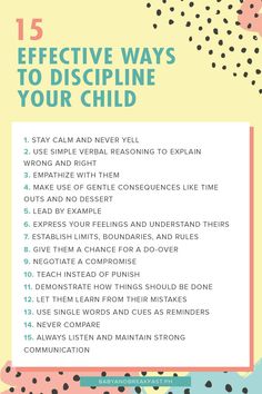 a poster with the words effective ways to discipline your child