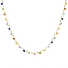 Dazzle with this stunning adjustable tennis necklace. Each sapphire holds a unique hue, totaling an impressive 1.92 carats. As you wear it, the sapphires come to life, sparkling with an array of colors that dance with your every move. Sapphire Tennis Necklace, Diamonds Direct, Rainbow Sapphires, Rainbow Jewelry, Dance With You, Tennis Necklace, Sapphire Necklace, A Rainbow, Jewelry Designs