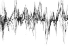 an audio wave is shown with black and white lines in the foreground, against a white background