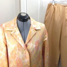 Pre-Owned In Great Condition Blazer Linen 60% Silk 40% 18" Across Chest Area Pit To Pit 2 Button 22" Length 2 Piece Suit Blazer & Trousers Trousers Are 100% Silk 11" Rise 26.5" Inseam 20.5" Hip Area Both Are Lined Beautiful And Very Classy Made In France Blazer Linen, Gold Pants, 2 Piece Suit, Silk Linen, Pants Suit, Blazer Suit, Made In France, 2 Piece, Pant Jumpsuit