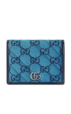 GucciBlue Gg Marmont Multicolor Wallet - Runway Catalog Gucci Designer Wallets With Logo, Designer Gucci Wallets With Logo, Luxury Gucci Wallet With Logo, Designer Blue Wallet For Everyday Use, Designer Blue Bifold Wallets, Gucci Runway, Horse Bits, Monogram Pattern, Buy Gucci