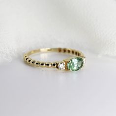 Oval Tourmaline Engagement Ring w. Diamonds, 14k Solid Gold Tourmaline Engagement Ring, 3 Stone Engagement Ring Elegant Oval Tourmaline Emerald Ring, Oval Tourmaline Ring For May Birthstone, Oval Tourmaline Birthstone Ring For Promise, Green Tourmaline Engagement Ring, Tourmaline Engagement Ring, Solid Gold Band, Jewelry Workshop, Local Jewelry, Minimalist Modern