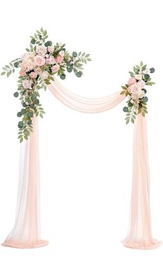 an arch decorated with flowers and greenery for a wedding ceremony or special occasion, isolated against a white background