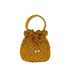 bucket gold suryo design Luxury Gold Straw Bag With Braided Handles, Luxury Gold Bag For Beach, Gold Bucket Bag With Dust Bag For Daily Use, Gold Handwoven Tote Bag, Gold Straw Tote Bag For Daily Use, Handmade Gold Crochet Tote Bag, Luxury Gold Straw Bag, Gold Bucket Bag For Beach, Gold Bucket Bag For The Beach