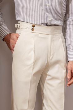 White cotton trousers "Soragna Capsule Collection" - Made in Italy - Pini Parma Formal Trousers For Men, Pini Parma, Cream Trousers, Men Cream, Men Trousers, Fashion Suits For Men