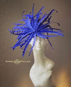 Aimee Fuller Kentucky Derby Fascinator  THIS LISTING is for the blue. Various colors available seasonally; please inquire.    Handmade fascinator with a flourish of dazzling feathers. This piece is fun, elegant, dramatic, and beautiful from all angles, and will have all eyes on you on your special day.    Perfect for the bride, or for your next gala/special event. Easy-to-wear headband fascinator makes a statement and can be worn to a myriad of events: Royal Ascot, Easter, bridal, derby-wear, De Blue Feather Fascinator For Races, Blue Feather Fascinator For Kentucky Derby, Blue Feathered Fascinator For Races, Blue Feathered Fascinator For Kentucky Derby, Blue Feathered Headpieces For Royal Ascot, Blue Feathered Hat For Royal Ascot, Blue Feathered Costume Hats For Royal Ascot, Blue Feathered Hat For Races, Blue Feathered Summer Costume Hats And Headpieces