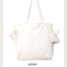 TAVIMART - Sweet Lady Solid Tote Bags Bow Lace Shopping Korean Style Ruffle Bow Casual Canvas Shoulder Bag White Feminine Tote Shoulder Bag, Feminine White Tote Shoulder Bag, White Feminine Shoulder Bag, Chic School Bags For Summer, Chic Summer School Bags, Feminine Cream Bag For Shopping, Feminine Cream Bags For Shopping, Feminine Cream Shoulder Bag For Shopping, Feminine White Everyday Bag