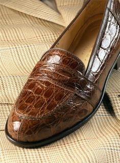 The Crocodile Loafer in Cognac - The Ben Silver Collection Elegant Brown Crocodile Pattern Oxfords, Classic Brown Oxfords With Crocodile Pattern, Brown Crocodile Pattern Loafers For Semi-formal Occasions, Classic Semi-formal Oxfords With Crocodile Pattern, Classic Crocodile Pattern Oxfords For Semi-formal Occasions, Elegant Brown Crocodile Pattern Loafers, Elegant Moc Toe Dress Shoes With Crocodile Pattern, Classic Crocodile Pattern Dress Shoes For Semi-formal, Elegant Leather Moccasins With Crocodile Pattern