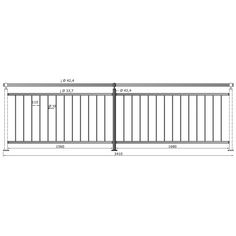 a drawing of the top and bottom railings for a decking area with measurements