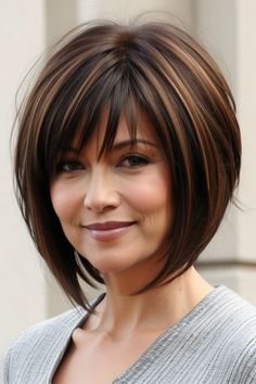 29+ Chin Length Hairstyles for Women Over 50 24 Brunette Chin Length Hair, Bob Haircuts With Bangs For Women, Chin Length Haircuts For Women Over 50, Layered Bob Hairstyles Chin Length, Short Silk Press, Silk Press Hairstyles, Chin Length Hairstyles, Bobbed Hairstyles With Fringe, Hair Cut Guide