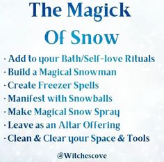 the magick of snow with instructions for how to use it