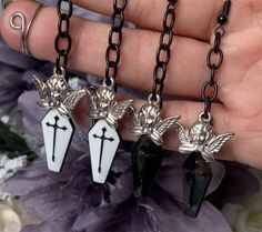 Coffin cherub earrings. Choose one color Cherub Earrings, Coffin Earrings, Klamath Falls, Black Chain, Earrings Set, One Color, Earring Set, Jewelry Earrings Dangle, Dangle Drop Earrings