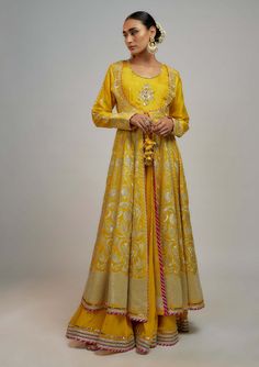 Gopi Vaid | Yellow Ishanya Jacket And Inner | INDIASPOPUP.COM Gopi Vaid, Traditional Jacket, Nyc Studio, Palazzo Set, Color Making, Nehru Jackets, Sanya, Western Wedding, Wedding Service