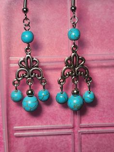 Handmade earrings Elegant Turquoise Chandelier Drop Earrings, Elegant Turquoise Hoop Earrings, Elegant Handmade Turquoise Hoop Earrings, Elegant Turquoise Chandelier Earrings With Round Beads, Elegant Turquoise Chandelier Earrings, Nickel-free Drop Earrings For Jewelry Making, Handmade Elegant Chandelier Earrings With Round Beads, Elegant Handmade Turquoise Teardrop Earrings, Elegant Handmade Chandelier Earrings With Round Beads