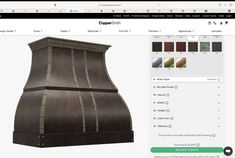 an image of a website page with a stove hood on the front and back side