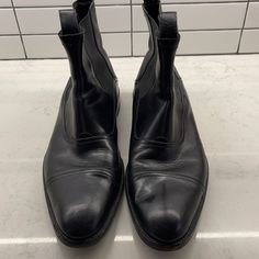 These Boots Are In Near Perfect Condition. Make Me An Offer. Business Boots With Reinforced Heel And Closed Toe, Elegant Formal Chelsea Boots With Closed Toe, Elegant Black Chelsea Boots With Rubber Heel Cap, Formal Calf Leather Chelsea Boots, Formal Boots With Leather Sole And Closed Toe, Black Chelsea Boots With Reinforced Heel For Formal Wear, Formal Black Chelsea Boots With Reinforced Heel, Classic Closed Toe Business Boots, Black Slip-on Boots For Business