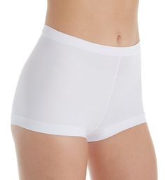 This lightweight, microfiber boyshort has 4-way stretch for comfort and no seams along the sides for invisibility under clothing. Made of polyamide/spandex with 100% cotton crotch lining. 2-ply, banded waistband and leg openings for no binding. Lightweight, DuraFit fabric is breathable and has moisture wicking properties. Microfiber knit has a seamless finish. Center back flat-lock seam for definition. Mid rise. Panties provide full rear coverage. Wide crotch has a sewn-in cotton crotch for comf Classic Stretch Bottoms With Built-in Shorts, Fitted Seamless Short Boxer Briefs, Fitted Seamless Boxer Briefs, Stretch Solid Color Boxer Briefs With Built-in Shorts, Soft Touch Stretch Shorts, Soft Touch Stretch Short Bottoms, Solid Fitted No-show Boxer Briefs, Stretch Soft Touch Short Bottoms, Solid Color Seamless Short Leg Boxer Briefs