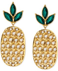 in stock Nadri Jewelry, Sneaker Dress Shoes, Green Crystal, Gold Drop Earrings, Green Crystals, Dress With Sneakers, Pineapple, Cubic Zirconia, 18k Gold