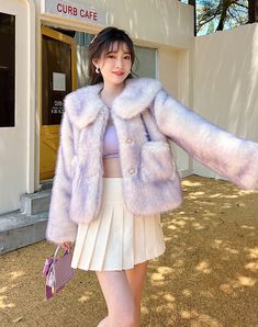 Spring Faux Fur Coat With Faux Fur Trim, Fluffy Faux Fur Outerwear For Spring, Trendy Fluffy Spring Fur Coat, Trendy Fluffy Fur Coat For Spring, Spring Fluffy Faux Fur Coat, Trendy Faux Fur Coat For Spring, Trendy Spring Faux Fur Coat, Winter Faux Fur Coat With Pockets, Fluffy Fitted Fur Coat For Spring