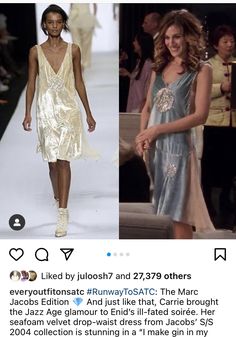 an image of two models on the runway and one is wearing a dress with sequins