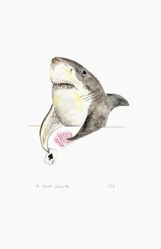 a drawing of a shark with it's mouth open