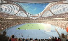 an artist's rendering of a stadium filled with people