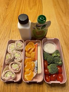 an assortment of food in containers on a table