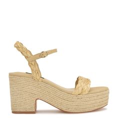 Rivva Heeled Espadrille Sandals Natural Wedge Sandals With Woven Sole For Summer, Straw Espadrilles With Woven Sole For Summer Outings, Natural Straw Platform Espadrilles, Beach Sandals With Platform And Block Heel, Trendy Natural Straw Sandals, Summer Platform Espadrilles Made Of Straw, Summer Platform Espadrilles With Straw, Chic Woven Sandals For Summer Outings, Summer Straw Platform Espadrilles