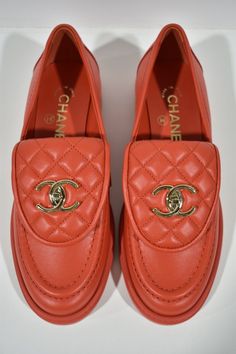 Chanel 22P Red Leather Quilted Flap Turnlock CC Logo Mule Slip On Flat Loafer 37 ********** Chanel ********** Brand: Chanel Size: 37 (know your Chanel size) Name: Loafers Color: Red Style: Slip On Style#: G36646 X56469 0N078 Material: Lambskin CC gold metal turnlock logo Red lambskin leather material Quilted flap front tongue Slip on loafers style Brand new in box, comes with original box and dust bag 100% Authentic or your money back Great gift I ship worldwide Any other questions just ask, I will be happy to answer them eBay store powered by Shopping Feed. Chanel Loafers, Chanel Brand, Loafers Style, Slip On Loafers, Red Style, Cc Logo, Chanel Shoes, Red Fashion, Coco Chanel