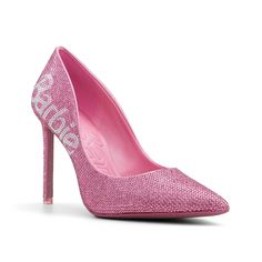 Aldo-x Barbie Malibu Pump Show off your pink love with the Malibu pump from Aldo x Barbie. The rhinestone-covered upper shimmers with every step while the towering stiletto catches eyes.