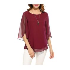 Material: 97% Polyester / 3% Spandex Pull On Closure Hand Wash Material: 97% Polyester / 3% Spandex Garment Care: Hand-Wash And Machine Washable, Dry Clean Features: Casual, 3/4 Sleeve,Blouse Tops,Scoop Neck,Solid Color,Chiffon Just Ask For Available Size: S, M, L, Xl, Xxl, Xxxl, 4xl Item No Cq2538 Chiffon Shirt Blouse, Afrikaanse Mode, Georgette Tops, Loose Top, Casual Summer Shorts, Loose Pullover, Blouse Tops, Loose Shirts, Chiffon Shirt