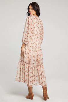 Elevate your wardrobe with our Deklan Maxi Dress, boasting a free-flowing, floral design. Effortlessly step out the door, whether dressed up with boots or booties, this versatile off-white vanilla dress is perfect for any season. Button front Semi-sheer overlay over slip 100% Polyester Hand wash Model is wearing a size S FINAL SALE Model Standing, Blush Maxi Dress, Meeting Ideas, Dresses With Cowboy Boots, Long Sleeve Maternity Dress, Maxi Dresses Fall, Sheer Overlay, Free Flowing, Design Dress