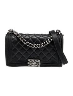 Chanel Shoulder BagFrom the 2015-2016 Collection by Karl LagerfeldBlack LeatherInterlocking CC Logo, Quilted Pattern & Chain-Link AccentGunmetal HardwareChain-Link Handle & Chain-Link Shoulder StrapGrosgrain LiningPush-Lock Closure at FrontUnfortunately, due to restrictions, this item may not be eligible for shipping in all areas. Formal Black Wallet On Chain With Branded Hardware, Black Formal Wallet On Chain With Branded Hardware, Elegant Black Wallet On Chain With Branded Hardware, Designer Black Wallet On Chain With Branded Hardware, Luxury Black Wallet On Chain With Branded Hardware, Luxury Black Wallet On Chain With Chain Strap, Black Luxury Wallet On Chain With Branded Hardware, Black Luxury Wallet On Chain With Chain Strap, Chanel Boy Bag Black